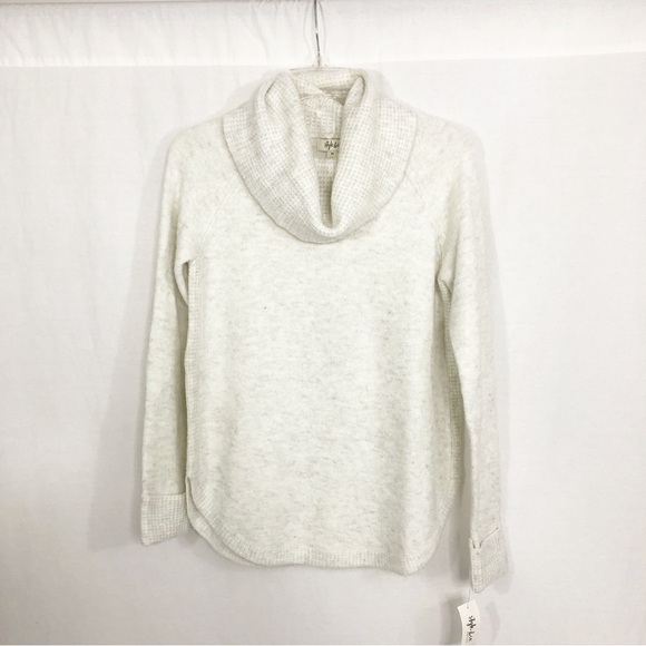 Style & Co Chunky Cowl Neck Soft Tunic Sweater, Size Small Petite, White - Picture 2 of 5